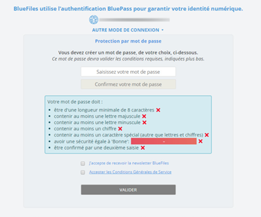 Validation mot de passe